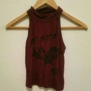 Burgundy mock neck crop top